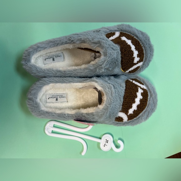 Simply Southern - Slippers - NWT - M-L Teal/White - Football -Soft Nicely Padded - Picture 2 of 10